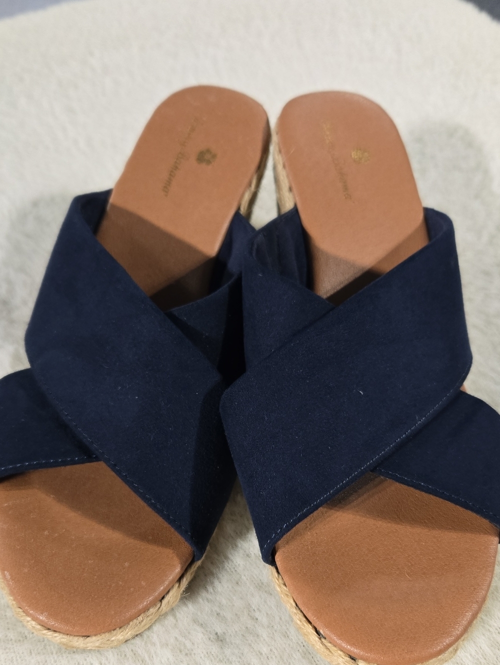 Tommy Bahama Navy Crisscross Espadrille Slide Sandals
